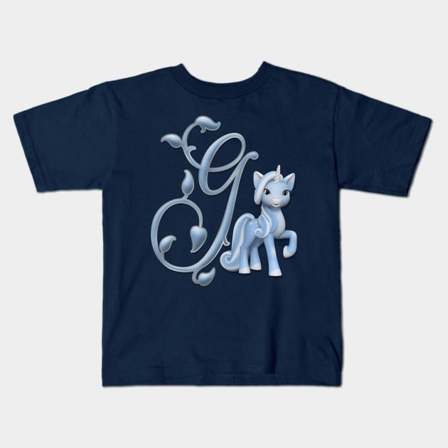 Monogram G Custom Unicorn Kids T-Shirt by AlondraHanley